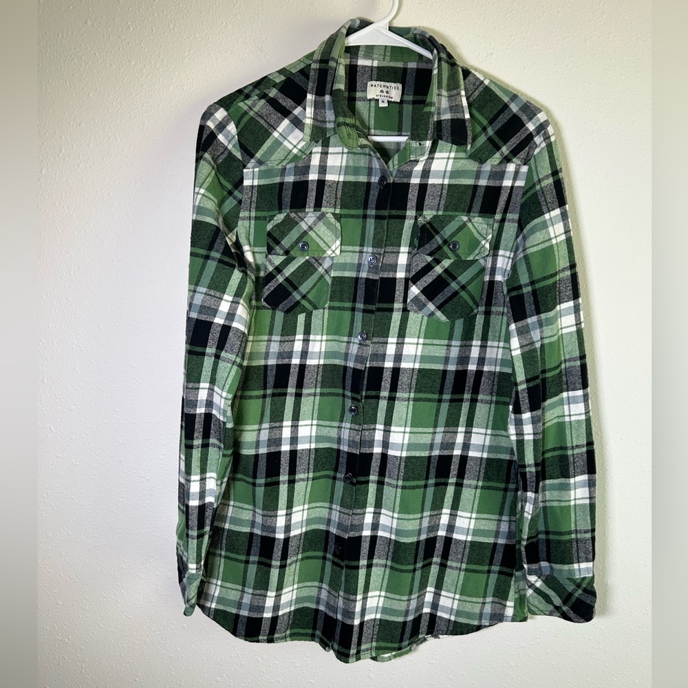 Green Flannel Shirt Women’s Sz M Western Grunge Twilightcore Bella St. Patrick’s